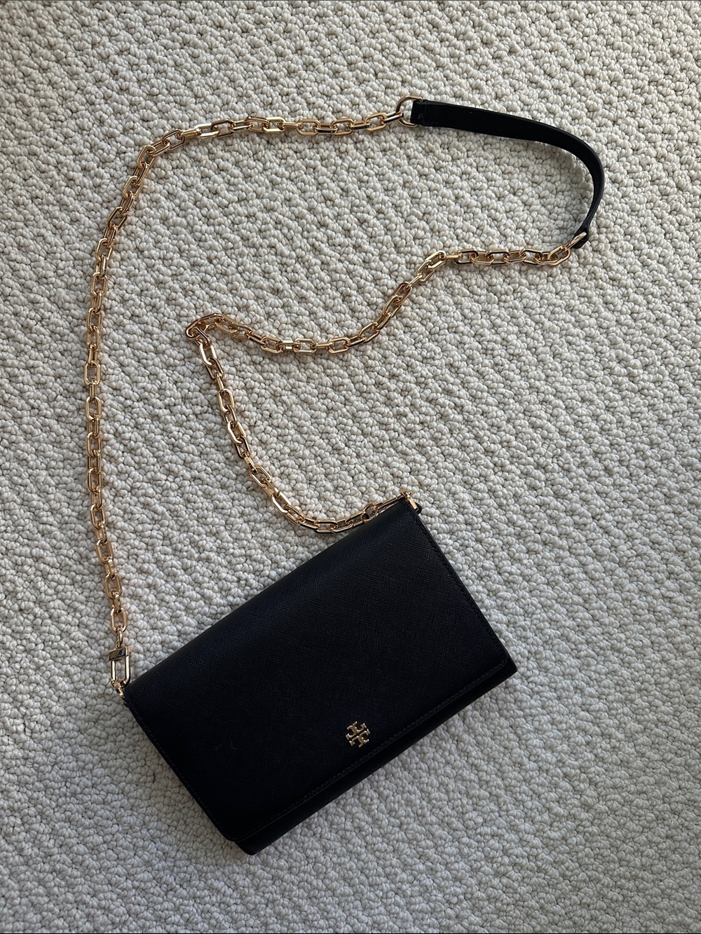 Tory Burch Black Crossbody with Gold Chain Strap